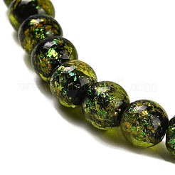 手作りの二色性箔ガラスビーズ連売り  ラウンド  オリーブドラブ  7.5~8mm  穴：1.3mm  約50個/連  13.58''（34.5センチメートル）&nbsp;DICH-U001-02E