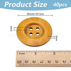 40Pcs Wood Buttons&nbsp;BUTT-OC0001-53A