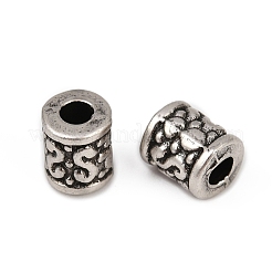 チベット風合金ビーズ  コラム  カドミウムフリー＆鉛フリー  タイスターリングシルバーメッキ  6.5x5.5mm  穴：2.5mm&nbsp;FIND-C068-14AS