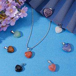 DIY Natural Mixed Gemstone Heart Pendant Necklaces Making Kit&nbsp;G-BBC0001-51