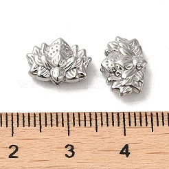 変色しない304ステンレススチールビーズ  花  ステンレス鋼色  8x12x4mm  穴：1.4mm&nbsp;STAS-I203-21P