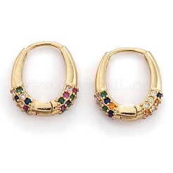 Brass Micro Pave Cubic Zirconia Huggie Hoop Earrings&nbsp;EJEW-P187-N01