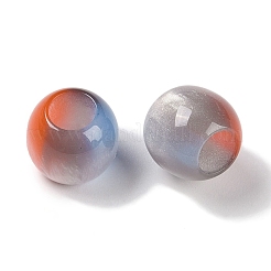 トリプルカラー樹脂ヨーロピアンビーズ  大穴ビーズ  模造キャットアイ  ラウンド  カラフル  12x11.5mm  穴：4.8mm&nbsp;RESI-F055-03