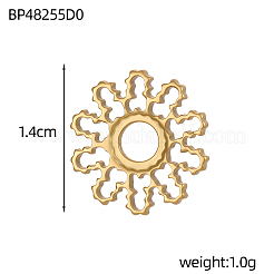 304ステンレススチールリンクリング  花  イオンプレーティング（ip）  14KGP本金メッキ  14x14mm&nbsp;STAS-OY006-88G