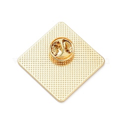 ミイラのエナメルピン  バックパック用合金ラペルピンバック  菱形  ホワイト  38x38mm&nbsp;JEWB-H033-05A-G