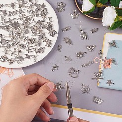 チベット風アロイペンダント100個  ジュエリー ネックレス ブレスレット イヤリング クラフト用  混合図形  アンティークシルバー  8·18x8~22mm&nbsp;JX213A