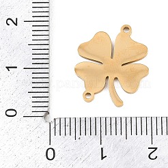 聖パトリックの日 304ステンレススチール製シャムロックコネクターチャーム  クローバーリンク  ゴールドカラー  17x14.5x1mm  穴：1.2mm&nbsp;STAS-Z183-04G