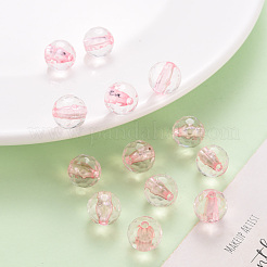 透明なアクリルビーズ  ラウンド  多面カット  ピンク  12x11.5mm  穴：1.8mm  約550個/500g&nbsp;TACR-S154-10A-26