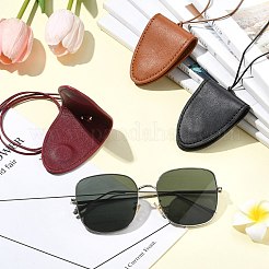 革製メガネ収納バッグネックレス  ブラック  8x6cm&nbsp;ST-CJ0027-04