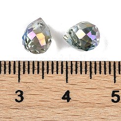 電気メッキガラスビーズ  虹メッキ  多面カット  ティアドロップ  ティール  8x6mm  穴：1mm&nbsp;EGLA-C008-01A-FR02