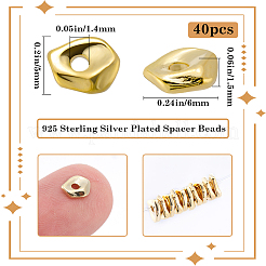 真鍮製スペーサービーズ40個  ナゲット  14KGP本金メッキ  6x5x1.5mm  穴：1.4mm&nbsp;KK-BBC0014-48G