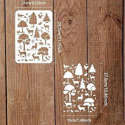 プラスチック再利用可能な描画絵画ステンシル テンプレート  ファブリック タイル 床 家具 木材の塗装用  長方形  鹿の模様  297x210mm&nbsp;DIY-WH0202-371