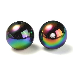 UVメッキレインボー虹色アクリルビーズ  ラウンド  ブラック  17.5x17mm  穴：2.8mm&nbsp;X-PACR-E001-04B