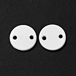 スプレー塗装された201ステンレススチールコネクタチャーム  フラットラウンド  ホワイト  8x1mm  穴：1.2mm&nbsp;STAS-G304-23E