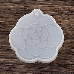 ペンダント DIY シリコン型  レジン型  UVレジン用  エポキシ樹脂工芸品作り  花  47x49x11.5mm  穴：3mm&nbsp;DIY-K073-14A