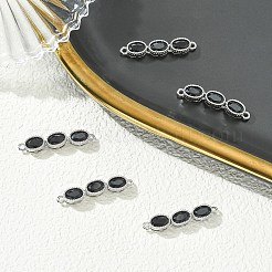シェグレース 真鍮 パヴェ ブラック キュービックジルコニア トリプルオーバルリンク コネクターチャーム  カドミウムフリーと鉛フリー＆ニッケルフリー  プラチナメッキ  26x5x4mm  穴：1.2mm&nbsp;XGRQ3P837-645P