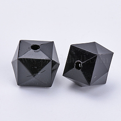透明なアクリルビーズ  多面カット  キューブ  ブラック  10x10x8mm  穴：1.5mm&nbsp;X-TACR-Q259-10mm-V72