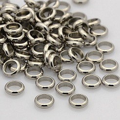 変色防止リング 304 ステンレススチール ヨーロッパ製 大きな穴ビーズ  スペーサービーズ  ジュエリー製造用品の金属パーツ  ステンレス鋼色  4x1.5mm  穴：2.5mm&nbsp;STAS-N020-11-4mm