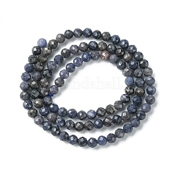 天然サファイアビーズ連売り  多面カット  ラウンド  3mm  穴：0.8mm  約140個/連  15.35インチ（39cm）&nbsp;G-F748-M01-02
