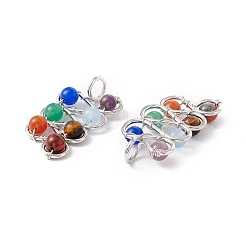 Natural Mixed Stone Brass Pendants&nbsp;FIND-E023-04P