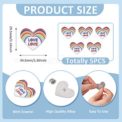 5Pcs Heart with Word Love Pride Month Enamel Pins&nbsp;JEWB-TA0001-27