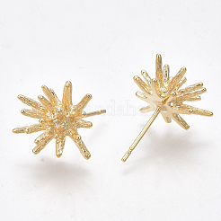 真鍮製スタンドピアス  ニッケルフリー  18KGP本金メッキ  15x12.5mm  ピン：0.8mm&nbsp;X-KK-S350-360