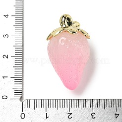 明るいアクリルパーツ  模造ゼリー  イチゴのチャーム  暗闇で光る  ピンク  33.5x20x18.5mm  穴：3.2mm&nbsp;AC-CBAC788-04E