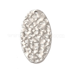 変色しない201ステンレススチールペンダント  テクスチャ  オーバル  ステンレス鋼色  27x15x1mm  穴：1.2mm&nbsp;STAS-D244-04P