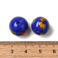手作りランプワークビーズ  ラウンド  ミディアムブルー  14mm  穴：2mm&nbsp;LAMP-C016-04D-18