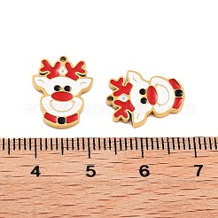 イオンプレーティング（IP）304ステンレスペンダント  クリスマステーマのエナメルチャーム  ゴールドカラー  鹿  15x11.5x1.5mm  穴：1mm&nbsp;STAS-S140-02H