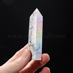 Point Tower Electroplate Natural Howlite Healing Stone Wands&nbsp;PW-WG41958-01