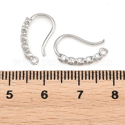 真鍮製のラインストーンのピアスフック  プラチナ  16x2mm  穴：1.4mm&nbsp;KK-C261-01A-P
