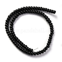 天然黒瑪瑙（染色・加熱）ビーズ連売り  ロンデル  6.5x4mm  穴：1mm  約95個/連  15.75''（40センチメートル）&nbsp;G-G177-F01-04