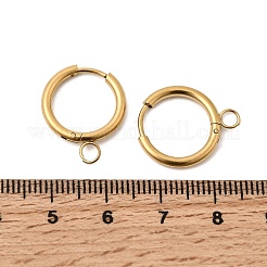 ステンレススチール製ハギーフープピアス金具  イオンプレーティング（ip）  304ステンレス鋼製のピンと201ステンレス鋼製の水平ループ  18KGP本金メッキ  19x16x2mm  穴：2.5mm  ピン：0.9mm&nbsp;STAS-J400-36B-G