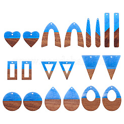 20Pcs 10 Styles Transparent Resin & Walnut Wood Pendants&nbsp;RESI-TA0003-21