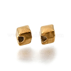 304ステンレススチールビーズ  イオンプレーティング（ip）  菱形  18KGP本金メッキ  5x4x4mm  穴：1.2mm&nbsp;STAS-L315-015G