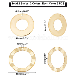 24個4スタイル201ステンレススチールペンダント  リング  ミックスカラー  16~18x1mm  穴：0.8~1mm  6個/スタイル&nbsp;STAS-UN0035-43