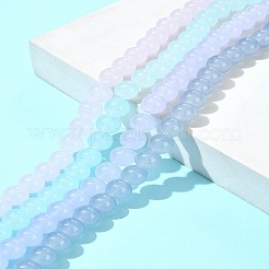 4 Strands 4 Colors Imitation Jade Glass Round Beads Strands&nbsp;GLAA-FS0002-07