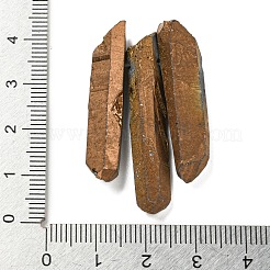電気メッキされた天然の水晶が目盛り付きビーズ連売り  ナゲット  トップ掘削  21~43x5~13mm  穴：1mm  3個/セット&nbsp;G-P315-A11