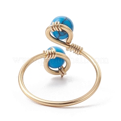 Copper Wire Wrapped Natural & Synthetic Gemstone Toe Open Ring&nbsp;RJEW-JR00622