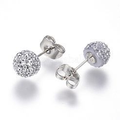 Rhinestone Ball Stud Earrings&nbsp;EJEW-F063-B01