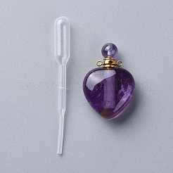 Natural Amethyst Openable Perfume Bottle Pendants&nbsp;G-K420-05