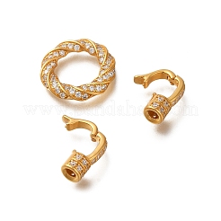 925 Sterling Silver Micro Pave Clear Cubic Zirconia Fold Over Clasps&nbsp;STER-M018-02G