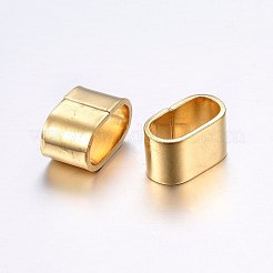 304ステンレススチールスライドチャーム/スライダービーズ  レザーコードブレスレット作り用  オーバル  ゴールドカラー  13.5x8x7.5mm  穴：6x11.5mm&nbsp;STAS-E436-23G