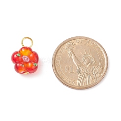 手作りのでこぼこのランプワークペンダント  金メッキの鉄の発見  花  ミックスカラー  20x15x8mm  穴：4mm&nbsp;PALLOY-JF01804