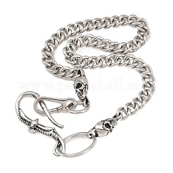 304 Stainless Steel Cuban Link Chain Skull Pants Chains with S-Hooks&nbsp;AJEW-D001-01C-ASP