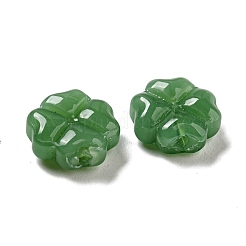 模造ヒスイのガラスビーズ  グリーン  クローバー  10.5x10.5x4.5mm  穴：1mm&nbsp;GLAA-D017-01B