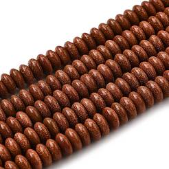 合成ゴールドストーン金砂石ビーズ連売り  フラットラウンド  ヒシビーズ  8x3.5mm  穴：1mm  約106個/連  15.43インチ（39.2cm）&nbsp;G-L621-A01-8x4mm
