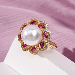 Adjustable Brass Micro Pave Cubic Zirconia Finger Rings for Women&nbsp;RJEW-A098-04G