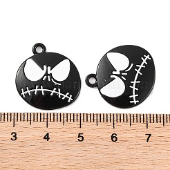 ハロウィーンテーマラックメッキ合金ペンダント  エナメル  スカル  21.5x20x2mm  穴：1.8~2mm&nbsp;FIND-M020-01A-EB